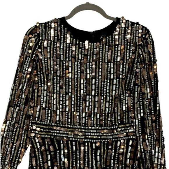 Mac Duggal 93590 Embellished High Neck Long Sleeve Midi Dress| Size 8 - Picture 6 of 12